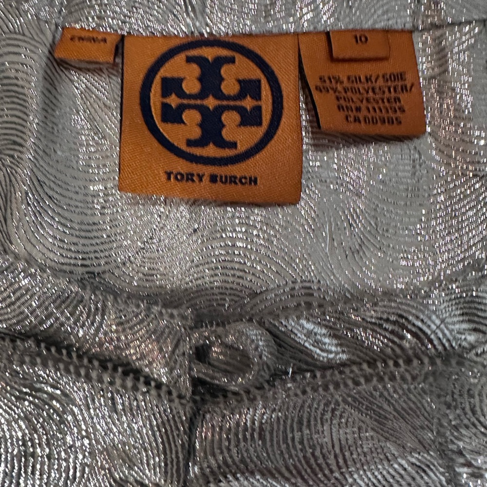 Tory Burch Women Silk Sleeveless Crew Neck Top Metallic Blouse Sz10. Never Worn - Picture 5 of 6